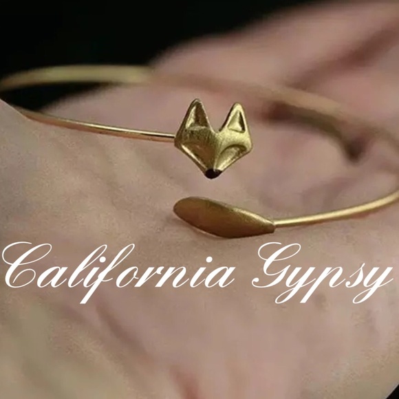 Brushed Gold Fox Bracelet Cuff - Picture 2 of 2
